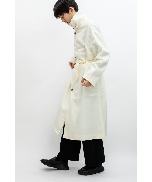 Beno（ビーノ）の「ドレープツイル モーターサイクル ミリタリーコート（ステンカラーコート・メンズ・ホワイト/ブラック/ベージュ/ダークグリーン/ダークネイビー・M/L）」の9枚目の写真