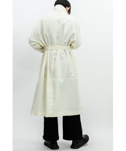 Beno（ビーノ）の「ドレープツイル モーターサイクル ミリタリーコート（ステンカラーコート・メンズ・ホワイト/ブラック/ベージュ/ダークグリーン/ダークネイビー・M/L）」の12枚目の写真