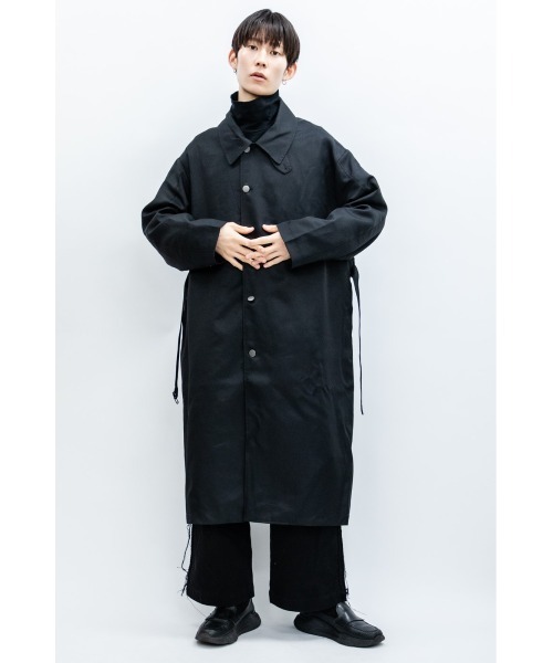 Beno（ビーノ）の「ドレープツイル モーターサイクル ミリタリーコート（ステンカラーコート・メンズ・ホワイト/ブラック/ベージュ/ダークグリーン/ダークネイビー・M/L）」の13枚目の写真