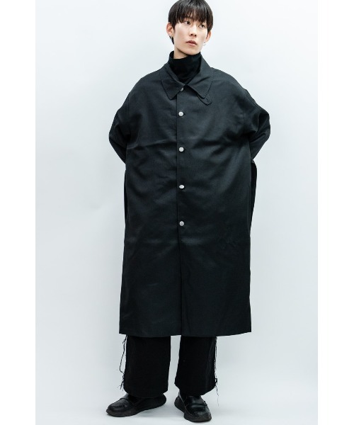 Beno（ビーノ）の「ドレープツイル モーターサイクル ミリタリーコート（ステンカラーコート・メンズ・ホワイト/ブラック/ベージュ/ダークグリーン/ダークネイビー・M/L）」の15枚目の写真