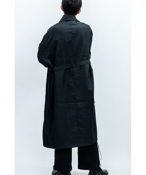 Beno（ビーノ）の「ドレープツイル モーターサイクル ミリタリーコート（ステンカラーコート・メンズ・ホワイト/ブラック/ベージュ/ダークグリーン/ダークネイビー・M/L）」の19枚目の写真