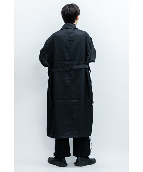 Beno（ビーノ）の「ドレープツイル モーターサイクル ミリタリーコート（ステンカラーコート・メンズ・ホワイト/ブラック/ベージュ/ダークグリーン/ダークネイビー・M/L）」の20枚目の写真