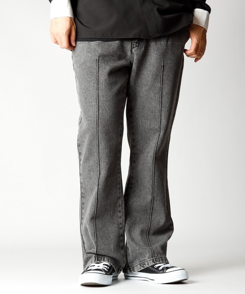 INASTUDIOS ZOO(イーナストゥディオスズー)の「「INASTUDIOS SELECT」12oz デニム セミフレアパンツ(デニムパンツ・メンズ・ブラック系その他/ケミカルウォッシュ/ブラック/インディゴブルー/ブルー系その他・LARGE/MEDIUM/X-LARGE)」の3枚目の写真