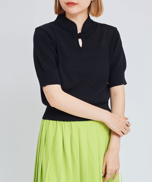 I am I in fact...（アイアムアイインファクト）の「C/Ny 華釦 プルオーバー（ニット/セーター・レディース・グリーン/ピンク/ブラック/ベージュ・FREE）」の14枚目の写真