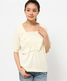 mystic | テレコフリル付Vネックプルオーバー(Tシャツ/カットソー)