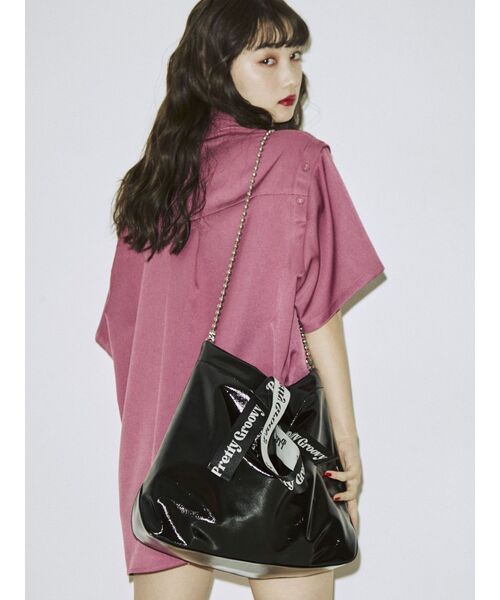 jouetie（ジュエティ）の「ロゴテープトートBAG（トートバッグ・レディース・ブラック/シルバー/グリーン・FREE）」の5枚目の写真