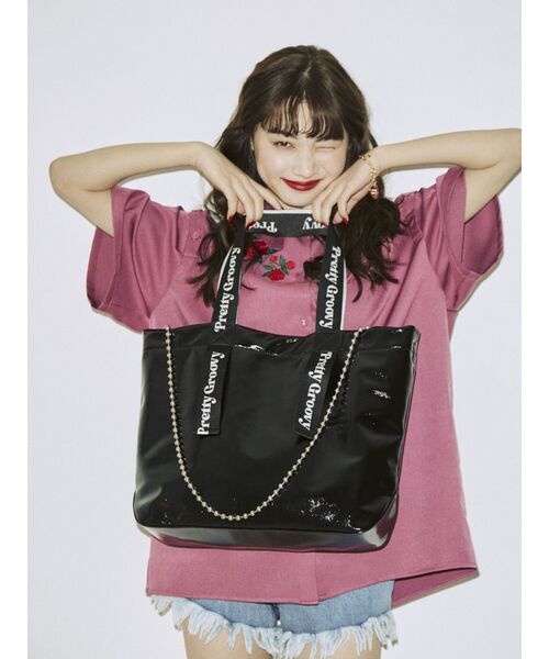 jouetie（ジュエティ）の「ロゴテープトートBAG（トートバッグ・レディース・ブラック/シルバー/グリーン・FREE）」の9枚目の写真