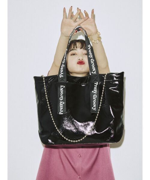 jouetie（ジュエティ）の「ロゴテープトートBAG（トートバッグ・レディース・ブラック/シルバー/グリーン・FREE）」の10枚目の写真