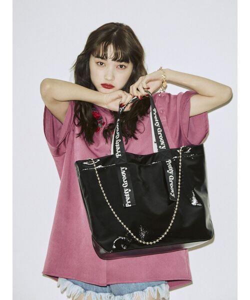 jouetie（ジュエティ）の「ロゴテープトートBAG（トートバッグ・レディース・ブラック/シルバー/グリーン・FREE）」の11枚目の写真