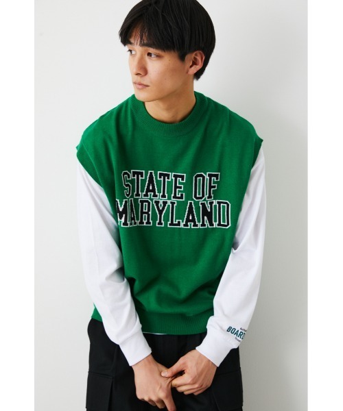 セール】カレッジニットベスト L/S Tシャツセット（Tシャツ/カットソー  