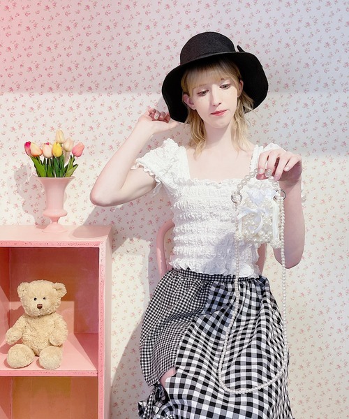 lilLilly(リルリリー)の「リボンストローハット(ハット・レディース・ピンク/ブラック・FREE)」の12枚目の写真