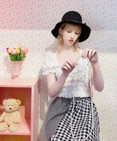 lilLilly(リルリリー)の「リボンストローハット(ハット・レディース・ピンク/ブラック・FREE)」の17枚目の写真