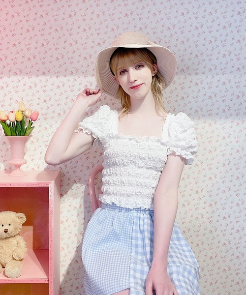 lilLilly(リルリリー)の「リボンストローハット(ハット・レディース・ピンク/ブラック・FREE)」の4枚目の写真