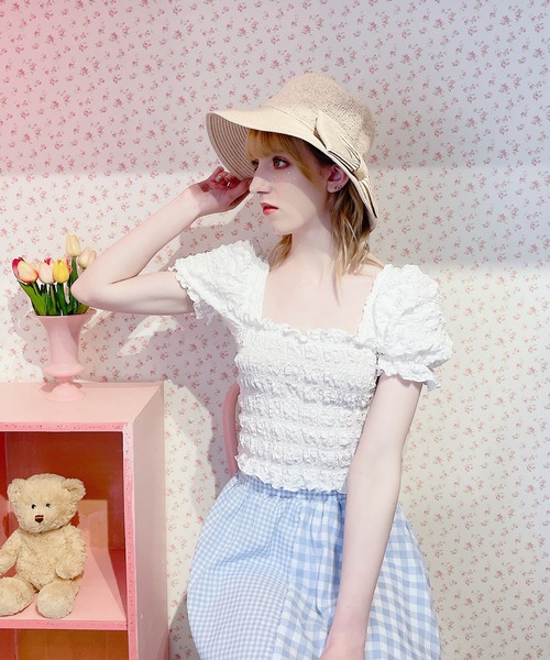 lilLilly(リルリリー)の「リボンストローハット(ハット・レディース・ピンク/ブラック・FREE)」の5枚目の写真