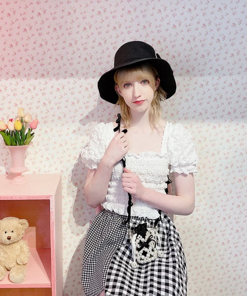 lilLilly(リルリリー)の「リボンストローハット(ハット・レディース・ピンク/ブラック・FREE)」の14枚目の写真