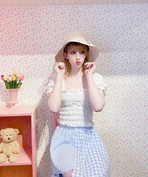 lilLilly(リルリリー)の「リボンストローハット(ハット・レディース・ピンク/ブラック・FREE)」の10枚目の写真