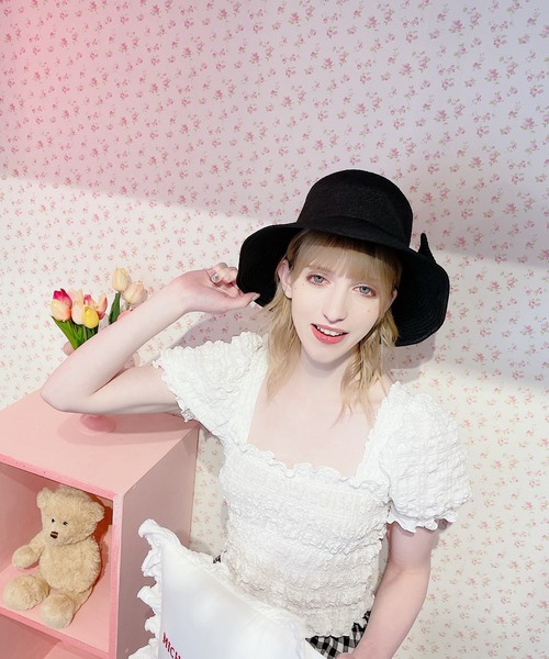 lilLilly(リルリリー)の「リボンストローハット(ハット・レディース・ピンク/ブラック・FREE)」の3枚目の写真