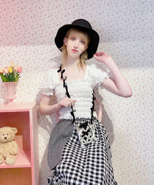 lilLilly(リルリリー)の「リボンストローハット(ハット・レディース・ピンク/ブラック・FREE)」の13枚目の写真