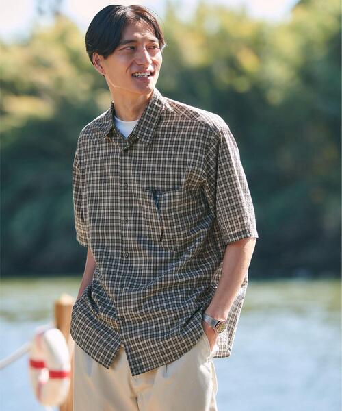 green label relaxing（グリーンレーベルリラクシング）の「コットン シルク ボイル サッカー ジャストルーズ シャツ（シャツ/ブラウス・メンズ・ケリー/ネイビー/コバルトブルー/ブラウン・M/XL/S/L）」の2枚目の写真