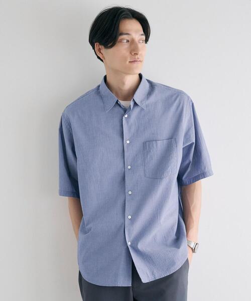 green label relaxing（グリーンレーベルリラクシング）の「コットン シルク ボイル サッカー ジャストルーズ シャツ（シャツ/ブラウス・メンズ・ケリー/ネイビー/コバルトブルー/ブラウン・M/XL/S/L）」の4枚目の写真