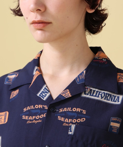 AVIREX（アヴィレックス）の「ALOHA SHIRT/ アロハシャツ（シャツ/ブラウス・レディース・ネイビー/オフホワイト/オレンジ/ホワイト・FREE/F）」の7枚目の写真