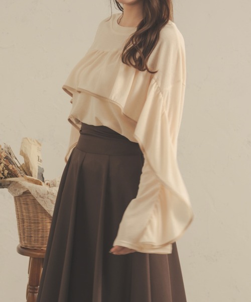 Ambre Neige（アンブルネージュ）の「【前後２WAY】シアーフリルトップス／WEB/EC限定商品（シャツ/ブラウス・レディース・ブラック/アイボリー/ベージュ/ピンク・FREE）」の8枚目の写真