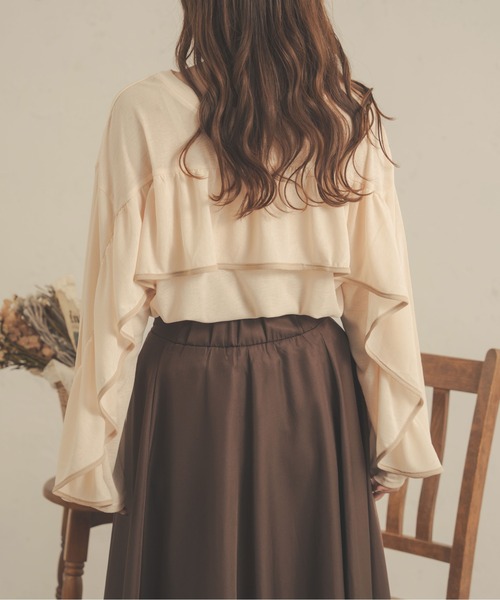 Ambre Neige（アンブルネージュ）の「【前後２WAY】シアーフリルトップス／WEB/EC限定商品（シャツ/ブラウス・レディース・ブラック/アイボリー/ベージュ/ピンク・FREE）」の9枚目の写真