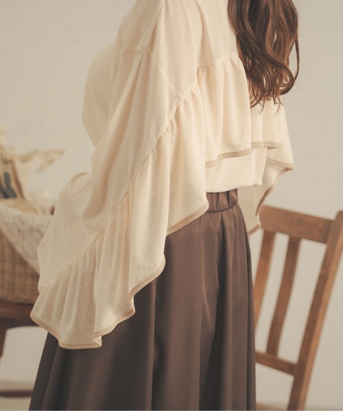 Ambre Neige（アンブルネージュ）の「【前後２WAY】シアーフリルトップス／WEB/EC限定商品（シャツ/ブラウス・レディース・ブラック/アイボリー/ベージュ/ピンク・FREE）」の10枚目の写真