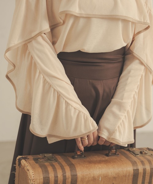 Ambre Neige（アンブルネージュ）の「【前後２WAY】シアーフリルトップス／WEB/EC限定商品（シャツ/ブラウス・レディース・ブラック/アイボリー/ベージュ/ピンク・FREE）」の7枚目の写真