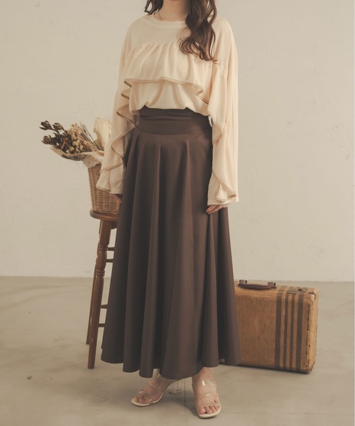 Ambre Neige（アンブルネージュ）の「【前後２WAY】シアーフリルトップス／WEB/EC限定商品（シャツ/ブラウス・レディース・ブラック/アイボリー/ベージュ/ピンク・FREE）」の12枚目の写真