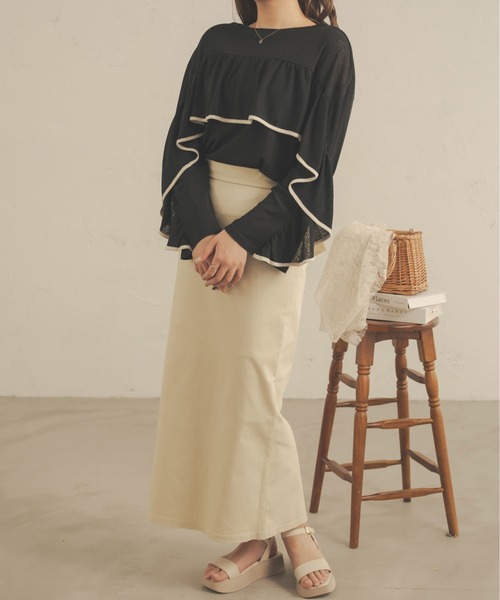 Ambre Neige（アンブルネージュ）の「【前後２WAY】シアーフリルトップス／WEB/EC限定商品（シャツ/ブラウス・レディース・ブラック/アイボリー/ベージュ/ピンク・FREE）」の17枚目の写真