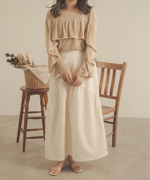 Ambre Neige（アンブルネージュ）の「【前後２WAY】シアーフリルトップス／WEB/EC限定商品（シャツ/ブラウス・レディース・ブラック/アイボリー/ベージュ/ピンク・FREE）」の20枚目の写真