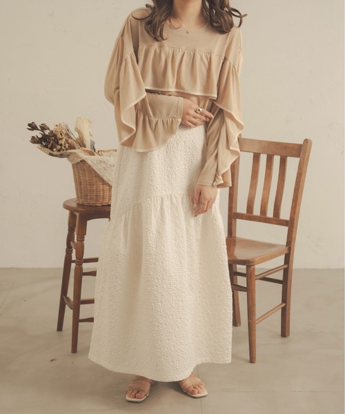 Ambre Neige（アンブルネージュ）の「【前後２WAY】シアーフリルトップス／WEB/EC限定商品（シャツ/ブラウス・レディース・ブラック/アイボリー/ベージュ/ピンク・FREE）」の21枚目の写真