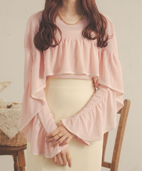 Ambre Neige（アンブルネージュ）の「【前後２WAY】シアーフリルトップス／WEB/EC限定商品（シャツ/ブラウス・レディース・ブラック/アイボリー/ベージュ/ピンク・FREE）」の22枚目の写真