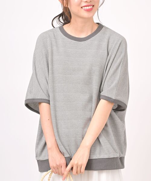 rps（アールピーエス）の「ジャガードワイド５分袖プルオーバー（Tシャツ/カットソー・レディース・ブラック/ブルーグリーン/グレー/グリーン・フリー）」の3枚目の写真