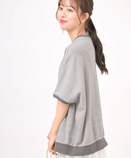 rps（アールピーエス）の「ジャガードワイド５分袖プルオーバー（Tシャツ/カットソー・レディース・ブラック/ブルーグリーン/グレー/グリーン・フリー）」の10枚目の写真