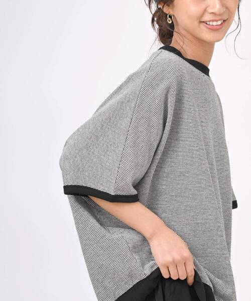 rps（アールピーエス）の「ジャガードワイド５分袖プルオーバー（Tシャツ/カットソー・レディース・ブラック/ブルーグリーン/グレー/グリーン・フリー）」の14枚目の写真