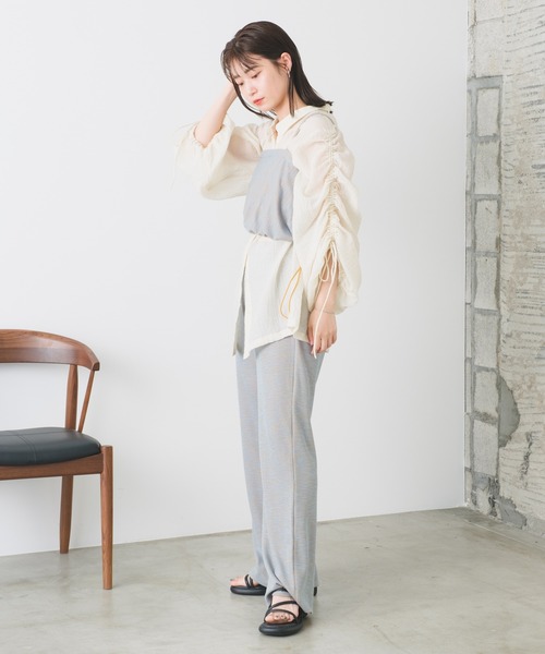 Kastane（カスタネ）の「シアーワッシャードロストBIGシャツ（シャツ/ブラウス・レディース・ブルー/アイボリー/オレンジ・FREE）」の6枚目の写真