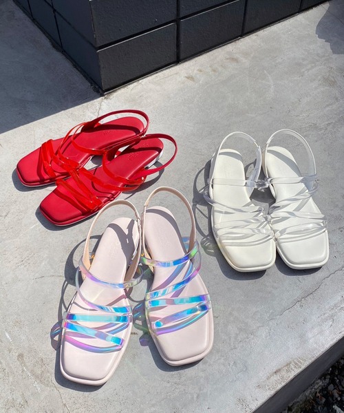 one after another NICE CLAUP（ワンアフターアナザーナイスクラップ）の「クリアチューブフラットサンダル（サンダル・レディース・アイボリー/ピンク/レッド・SMALL/MEDIUM/LARGE）」の5枚目の写真