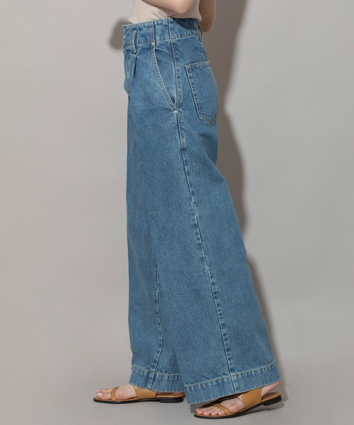 Munich(ミューニック)の「ウォッシュド12.5ozデニムワイドパンツ(デニムパンツ・レディース・ブルー/ネイビー・XS/S/M)」の21枚目の写真