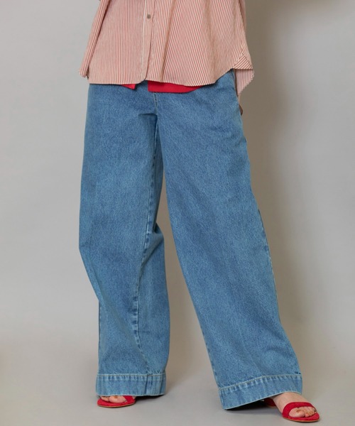Munich(ミューニック)の「ウォッシュド12.5ozデニムワイドパンツ(デニムパンツ・レディース・ブルー/ネイビー・XS/S/M)」の10枚目の写真