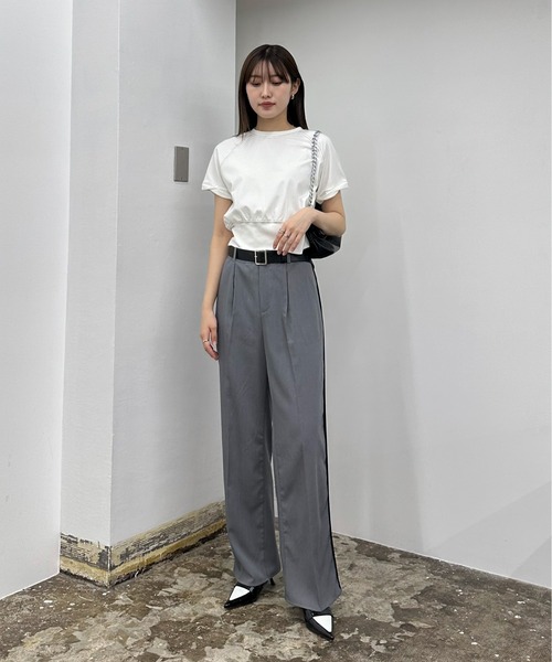 EPIMI E'PIMMY（エピミエピミー）の「配色ステッチラグランTシャツ（Tシャツ/カットソー・レディース・オートミール/ブラック/オフホワイト・MEDIUM）」の9枚目の写真