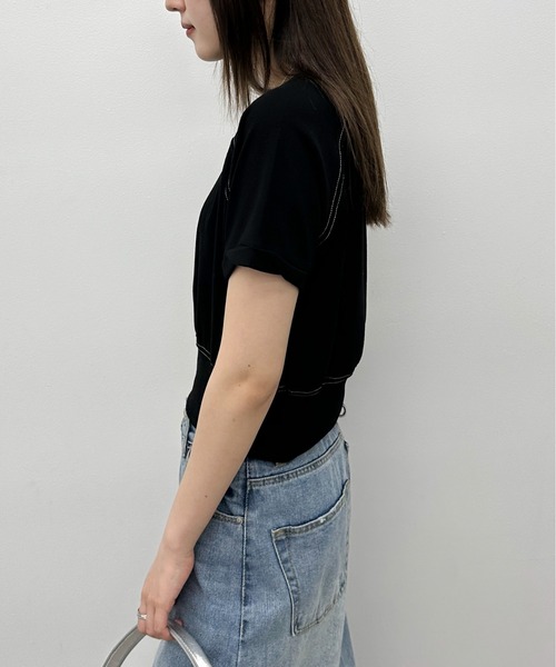 EPIMI E'PIMMY（エピミエピミー）の「配色ステッチラグランTシャツ（Tシャツ/カットソー・レディース・オートミール/ブラック/オフホワイト・MEDIUM）」の16枚目の写真