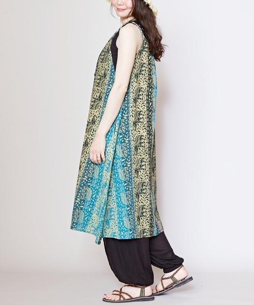 チャイハネ(チャイハネ)の「【チャイハネ】インド象プリントキャミワンピース(ワンピース・レディース・ブルー/オレンジ/ホワイト・FREE)」の12枚目の写真