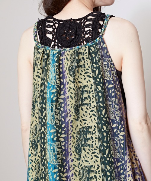 チャイハネ(チャイハネ)の「【チャイハネ】インド象プリントキャミワンピース(ワンピース・レディース・ブルー/オレンジ/ホワイト・FREE)」の11枚目の写真