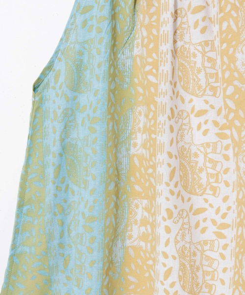 チャイハネ(チャイハネ)の「【チャイハネ】インド象プリントキャミワンピース(ワンピース・レディース・ブルー/オレンジ/ホワイト・FREE)」の5枚目の写真