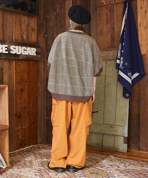 CUBE SUGAR（キューブシュガー）の「空紡糸先染めチェック柄リブ付バルーンシャツ（シャツ/ブラウス・レディース・グレー/マスタード/ピンク/グリーン/マルチ・M）」の22枚目の写真