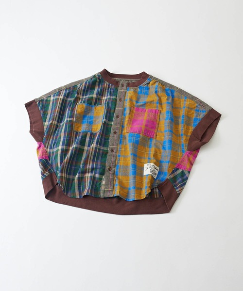 CUBE SUGAR（キューブシュガー）の「空紡糸先染めチェック柄リブ付バルーンシャツ（シャツ/ブラウス・レディース・グレー/マスタード/ピンク/グリーン/マルチ・M）」の20枚目の写真