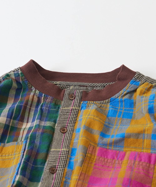 CUBE SUGAR（キューブシュガー）の「空紡糸先染めチェック柄リブ付バルーンシャツ（シャツ/ブラウス・レディース・グレー/マスタード/ピンク/グリーン/マルチ・M）」の16枚目の写真