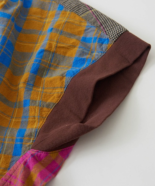 CUBE SUGAR（キューブシュガー）の「空紡糸先染めチェック柄リブ付バルーンシャツ（シャツ/ブラウス・レディース・グレー/マスタード/ピンク/グリーン/マルチ・M）」の12枚目の写真